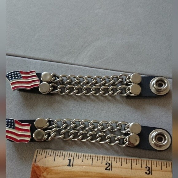 U.S.A Flag Motorcycle Vest Extender in Black - Picture 5 of 8